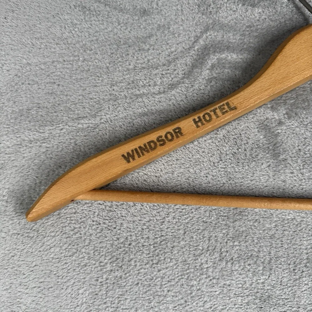 Vintage Wood Hanger Windsor Hotel‎ Montreal Canada Advertising Clothes Storage